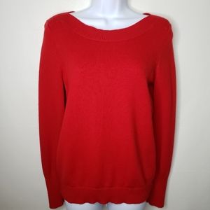 Boden Women's Sweater Size Medium Red Pullover Boatneck with Button Cuffs